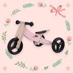 Tricicleta 2 in 1 din lemn Free2Move Dusty Pink fara pedale