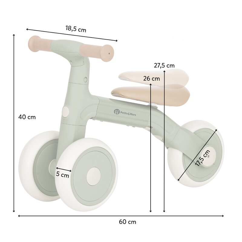 Bicicleta/tricicleta, Petite&Mars, 3 in 1, Multifunctionala, Cu/fara pedale, Ghidon directionabil, Sa reglabila pe inaltime, 2.3 kg, Pana la 25 kg, 12-36 luni, Albastru