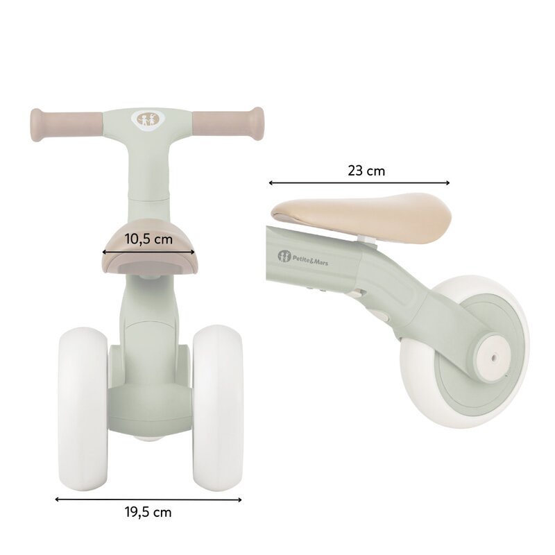 Bicicleta/tricicleta, Petite&Mars, 3 in 1, Multifunctionala, Cu/fara pedale, Ghidon directionabil, Sa reglabila pe inaltime, 2.3 kg, Pana la 25 kg, 12-36 luni, Bej