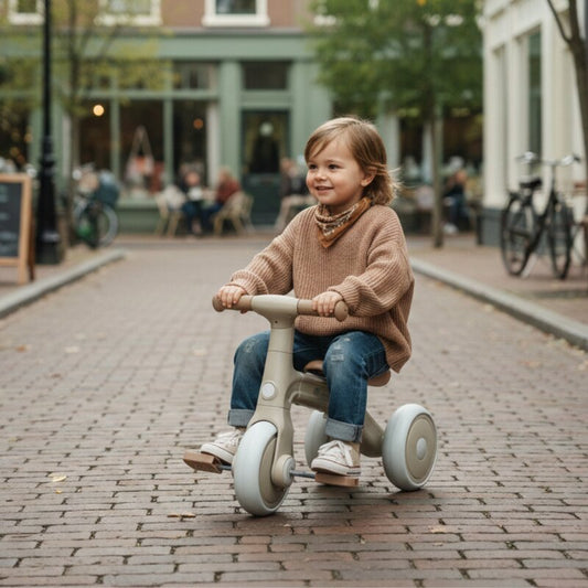 Bicicleta/tricicleta, Petite&Mars, 3 in 1, Multifunctionala, Cu/fara pedale, Ghidon directionabil, Sa reglabila pe inaltime, 2.3 kg, Pana la 25 kg, 12-36 luni, Bej