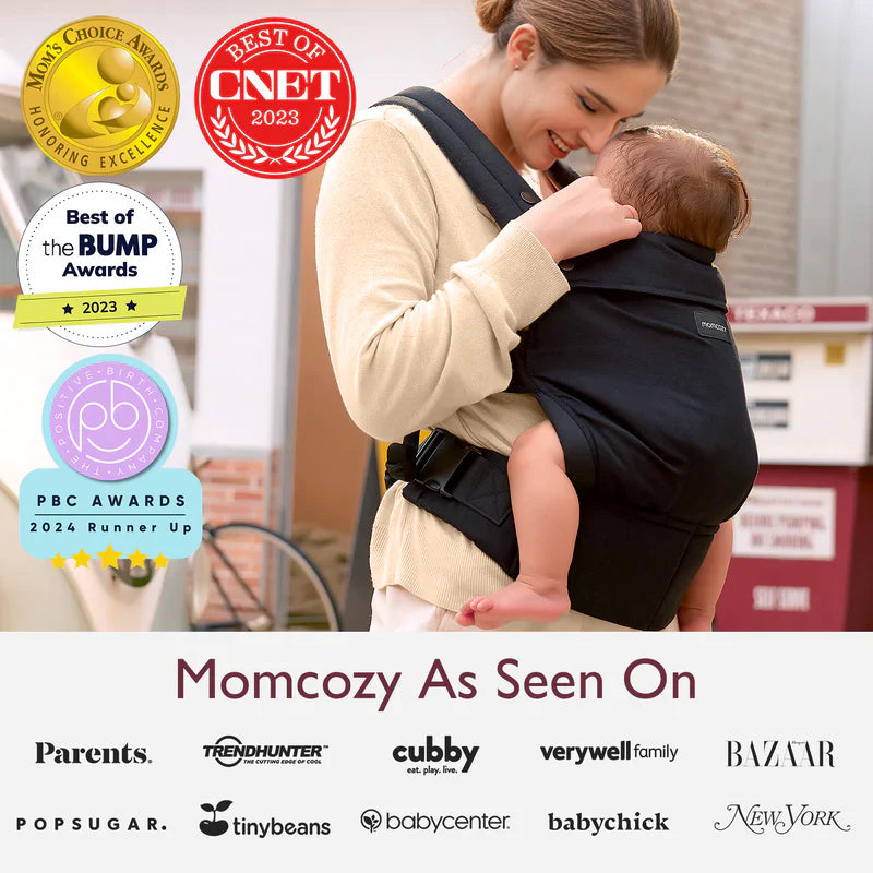 Marsupiu Momcozy PureHug culoare neagră, detaliu material