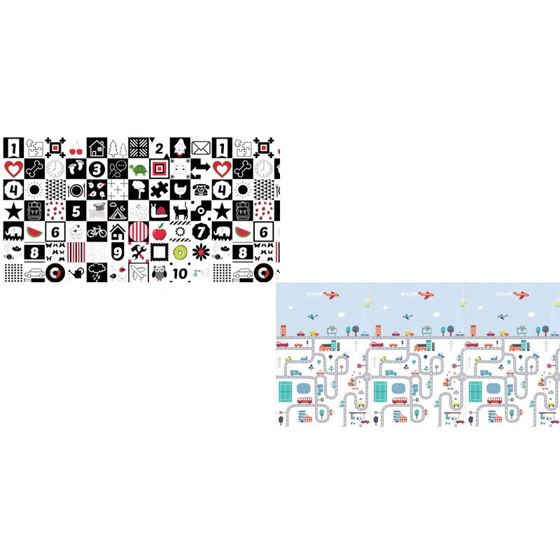 Covoras de joaca, Bocioland, City, Pliabil, Protectie impotriva loviturilor, Dimensiune mare, 200 x 150 cm, Cu Imprimeu pe ambele parti, Potrivit pentru utlizare atat in interior, cat si in exterior