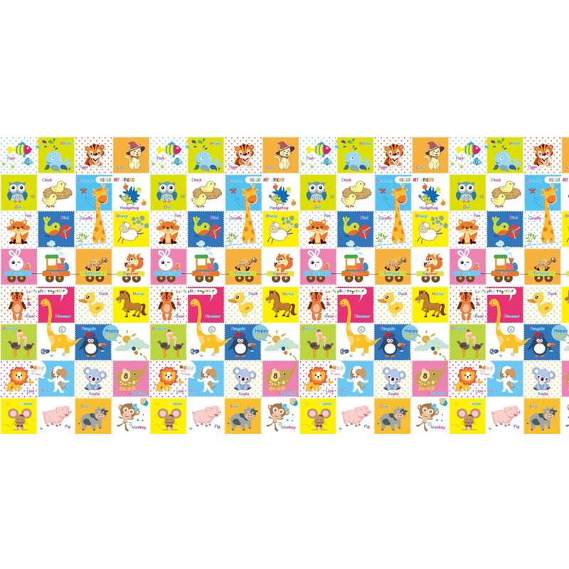 Covoras de joaca, Bocioland, Happy Day, Pliabil, Protectie impotriva loviturilor, Dimensiune mare, 200 x 150 cm, Cu Imprimeu pe ambele parti, Potrivit pentru utlizare atat in interior, cat si in exterior