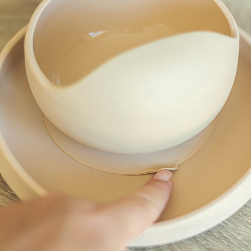 Bol, Petite&Mars, Take&Match, Din silicon, Cu ventuza, Fara BPA, 6 luni+, 350 ml, Bej