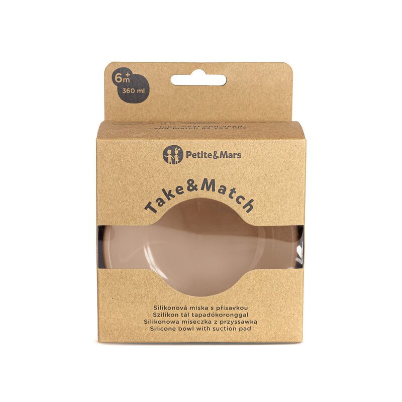 Bol, Petite&Mars, Take&Match, Din silicon, Cu ventuza, Fara BPA, Adecvat pentru masina de spalat vase si microunde, Nu absoarbe mirosuri, 6 luni+, 360 ml, Sweet Pea, Verde