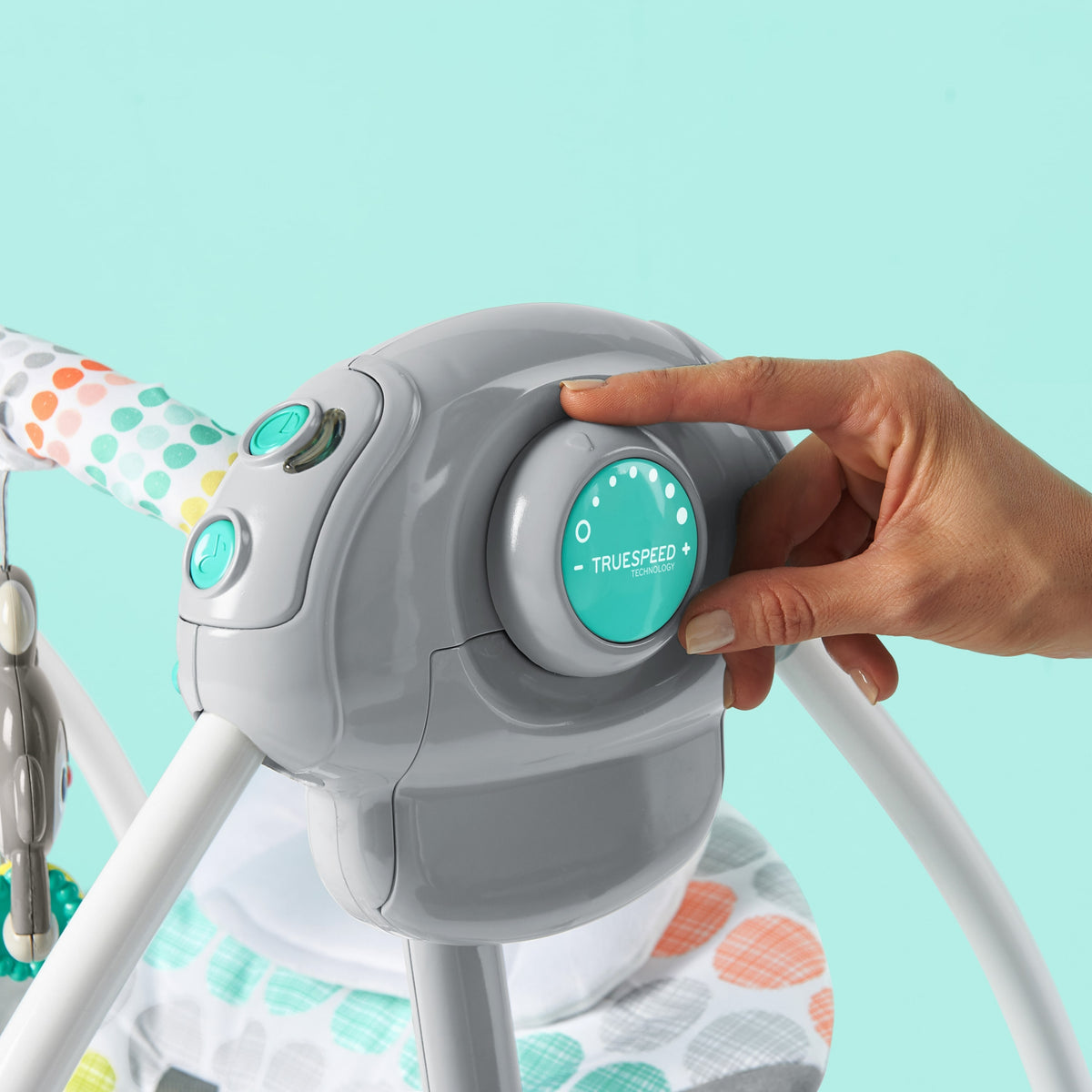 Bright Starts Leagan portabil Whimsical Wild cu timer si 6 melodii