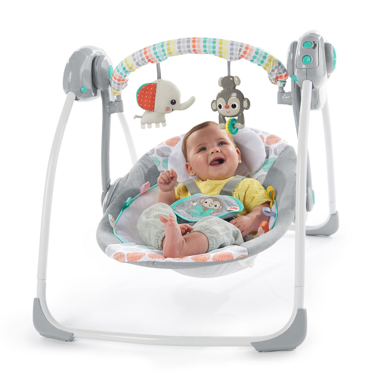 Bright Starts Leagan portabil Whimsical Wild cu timer si 6 melodii