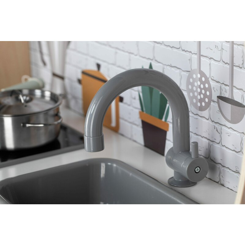 Bucatarie copii lemn, Free2Play, Mini Chef, Cu efecte de sunet si lumina, Cu accesorii, 70 x 30 x 104 cm, Conform cu standardele europene EN71-1;2018, EN71-2:2020, EN71-3:2021