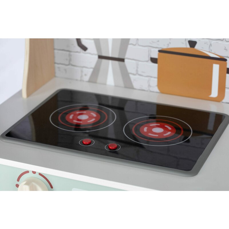 Bucatarie copii lemn, Free2Play, Mini Chef, Cu efecte de sunet si lumina, Cu accesorii, 70 x 30 x 104 cm, Conform cu standardele europene EN71-1;2018, EN71-2:2020, EN71-3:2021