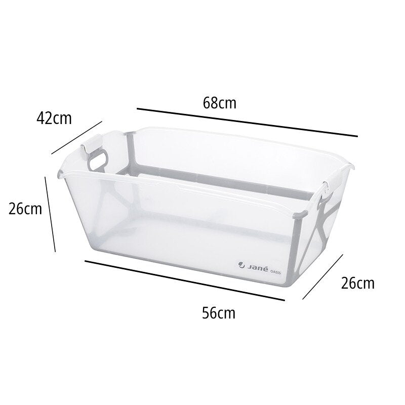 Cadita de baie cu pliere ultra-compacta, Jane, Oasis, Cu doua manere, 68 x 42 x 26 cm, Conform cu standardul european de siguranta EN 17072:2018, Botanic