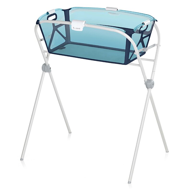 Cadita de baie cu pliere ultra-compacta, Jane, Oasis, Cu doua manere, 68 x 42 x 26 cm, Conform cu standardul european de siguranta EN 17072:2018, Botanic