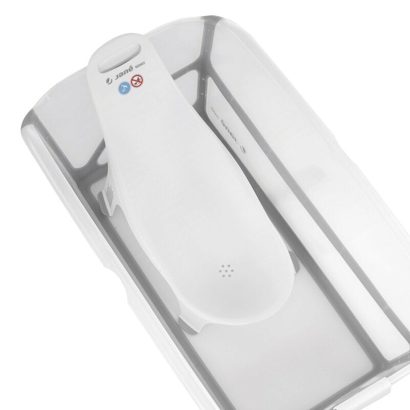 Cadita de baie cu pliere ultra-compacta, Jane, Oasis, Cu doua manere, 68 x 42 x 26 cm, Conform cu standardul european de siguranta EN 17072:2018, White