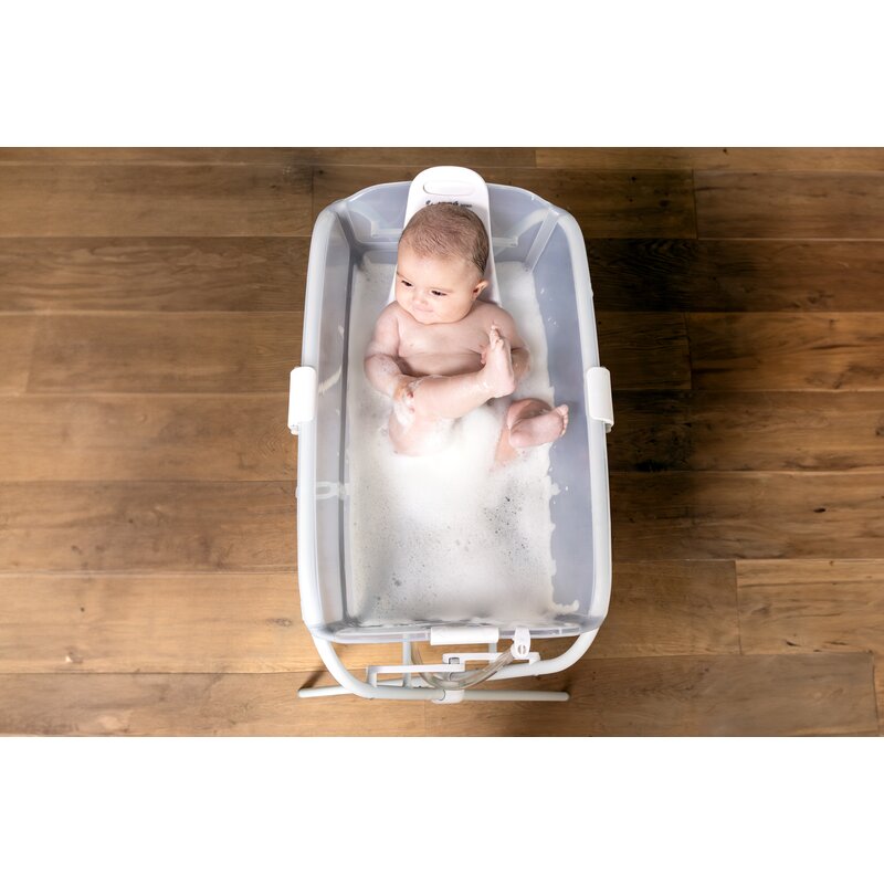 Cadita de baie cu pliere ultra-compacta, Jane, Oasis, Cu doua manere, 68 x 42 x 26 cm, Conform cu standardul european de siguranta EN 17072:2018, White