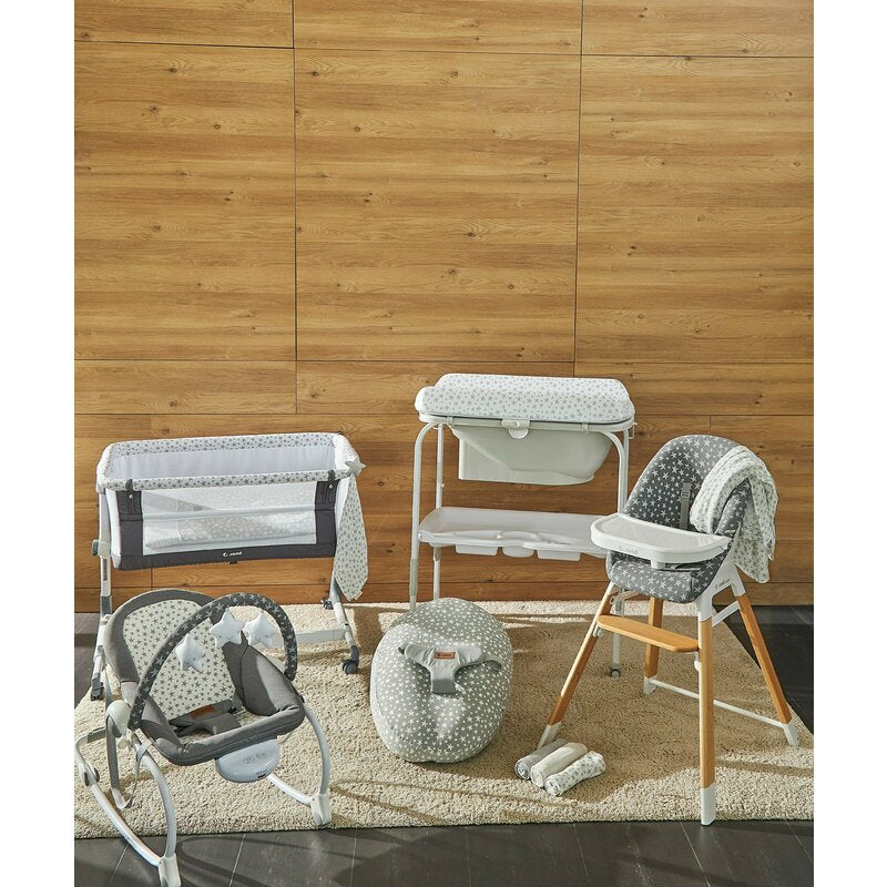 Cadita de baie cu suport, Jane, Flip Cu 2 pozitii anatomice, Cu masuta de infasat, Cu tavita si compartimente pentru accesorii, Conform cu standardele europene EN 17072:2018EN 12221:2008+A1:2013, Star