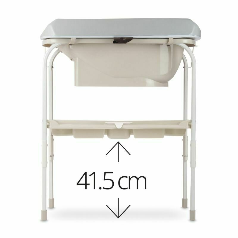 Cadita de baie cu suport, Jane, Flip Cu 2 pozitii anatomice, Cu masuta de infasat, Cu tavita si compartimente pentru accesorii, Conform cu standardele europene EN 17072:2018EN 12221:2008+A1:2013, Iris
