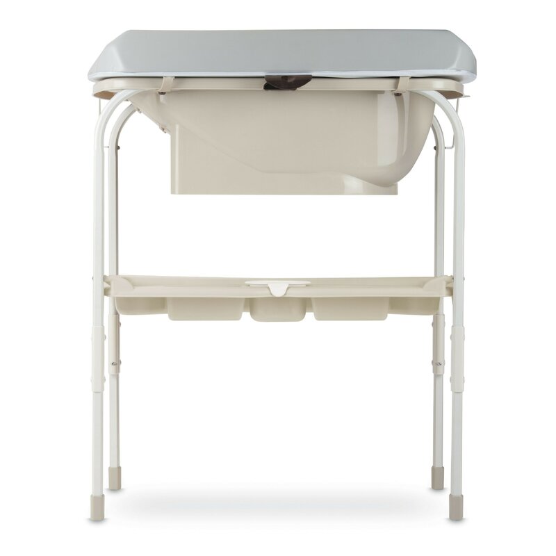 Cadita de baie cu suport, Jane, Flip Cu 2 pozitii anatomice, Cu masuta de infasat, Cu tavita si compartimente pentru accesorii, Conform cu standardele europene EN 17072:2018EN 12221:2008+A1:2013, Iris