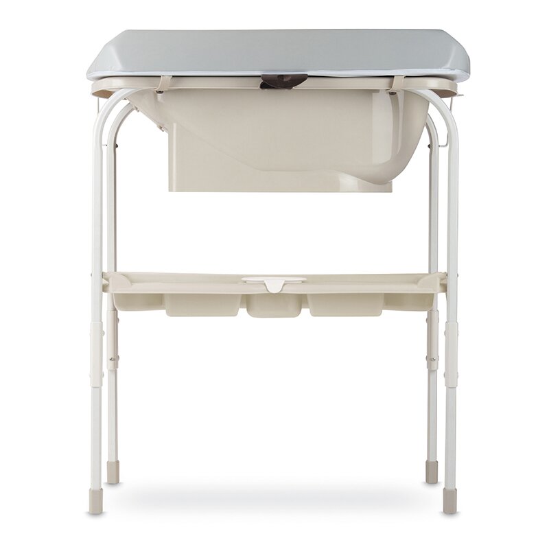 Cadita de baie cu suport, Jane, Flip Cu 2 pozitii anatomice, Cu masuta de infasat, Cu tavita si compartimente pentru accesorii, Conform cu standardele europene EN 17072:2018EN 12221:2008+A1:2013, Iris