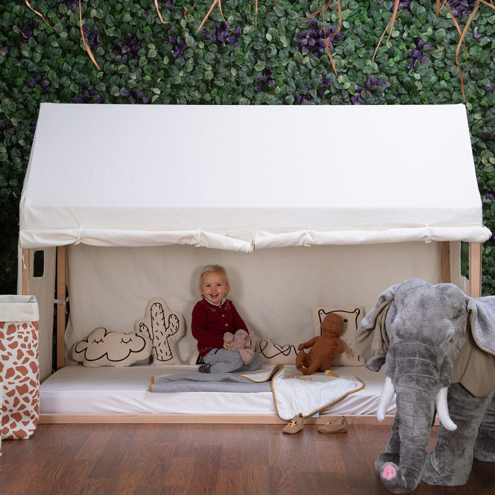 Cadru pat casuta Childhome 90x200 cm Lemn Natural