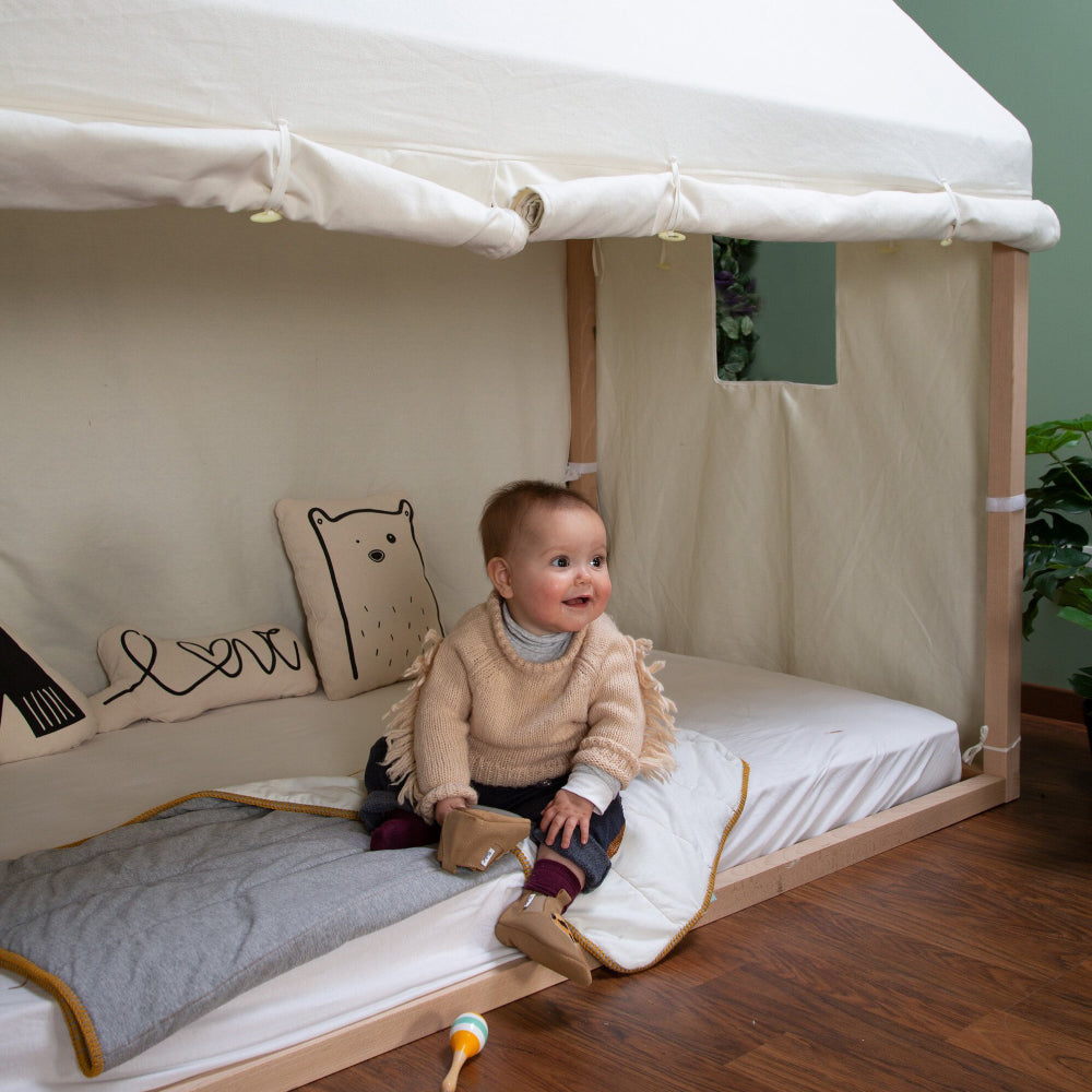 Cadru pat casuta Childhome 90x200 cm Lemn Natural
