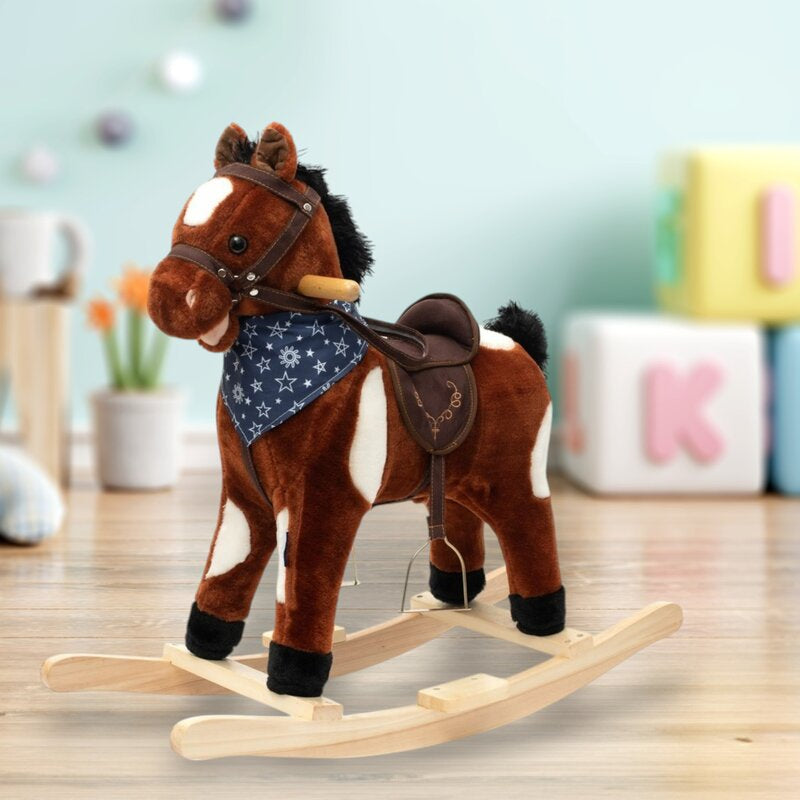 Calut balansoar din plus, Baby Mix, Arthur, Cu efecte de miscare a gurii, Cu melodie de cowboy si efect de galop, Maro Deschis