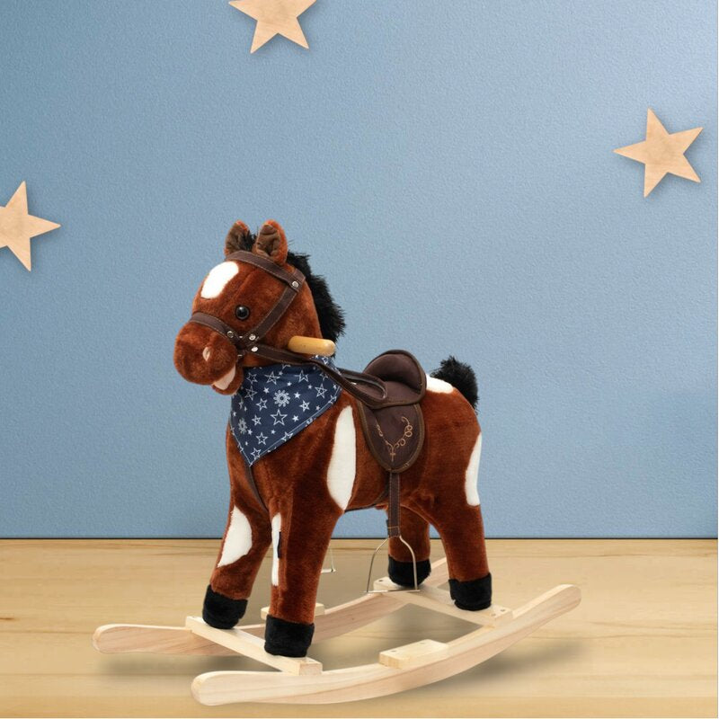 Calut balansoar din plus, Baby Mix, Arthur, Cu efecte de miscare a gurii, Cu melodie de cowboy si efect de galop, Maro Deschis