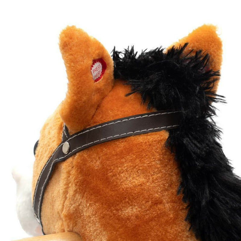 Calut balansoar din plus, Baby Mix, Cu efecte de miscare a gurii si a cozii, Cu melodie de cowboy si efect de galop, Maro Deschis