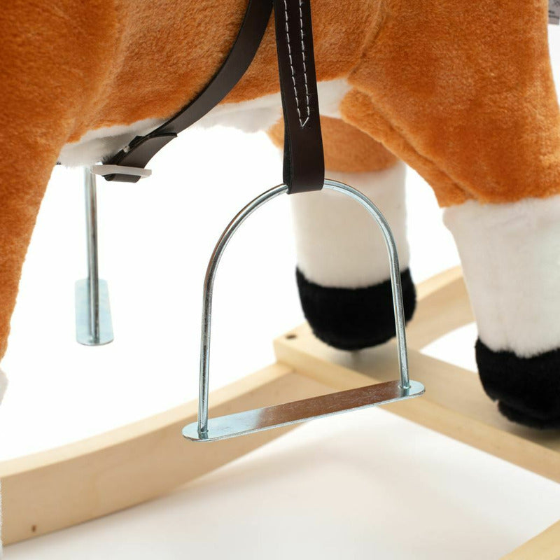 Calut balansoar din plus, Baby Mix, Cu efecte de miscare a gurii si a cozii, Cu melodie de cowboy si efect de galop, Maro Deschis