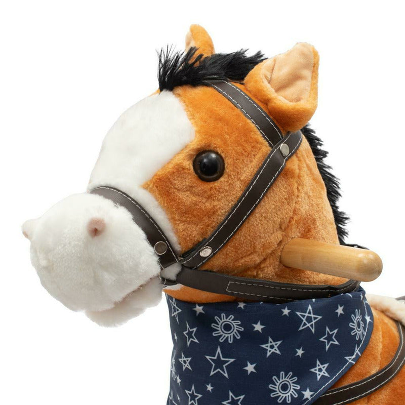 Calut balansoar din plus, Baby Mix, Cu efecte de miscare a gurii si a cozii, Cu melodie de cowboy si efect de galop, Maro Deschis
