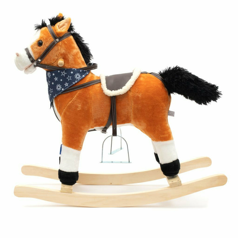 Calut balansoar din plus, Baby Mix, Cu efecte de miscare a gurii si a cozii, Cu melodie de cowboy si efect de galop, Maro Deschis