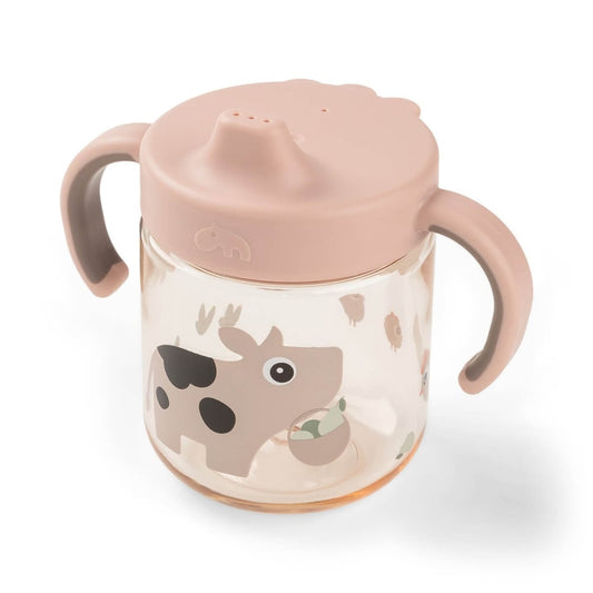 Cană cu cioc și 2 mânere Done by Deer Tiny Farm Roz Pudra
