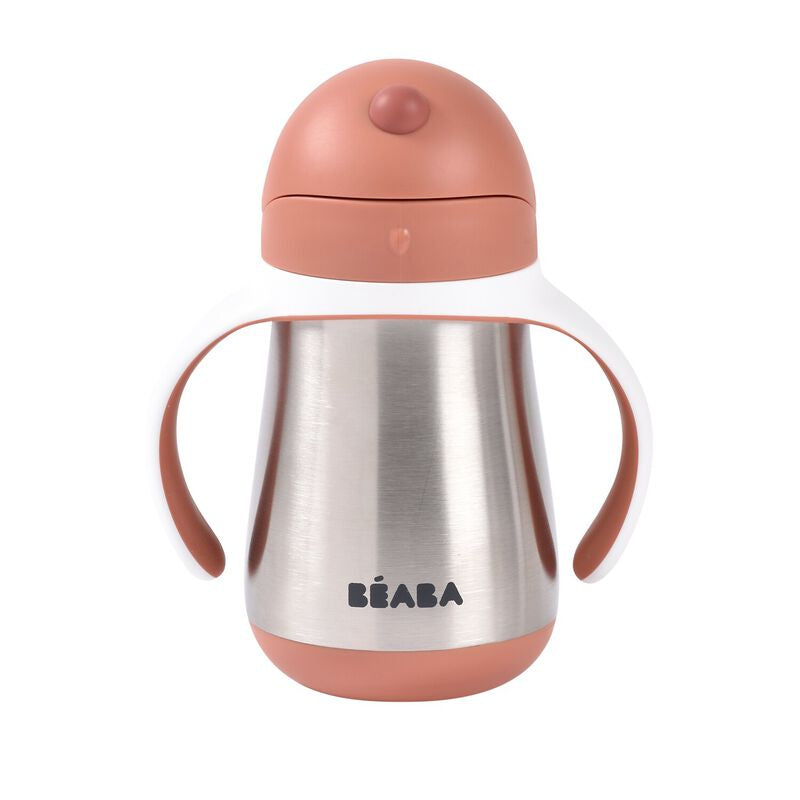 Cana cu pai din inox Beaba 250 ml Terracotta