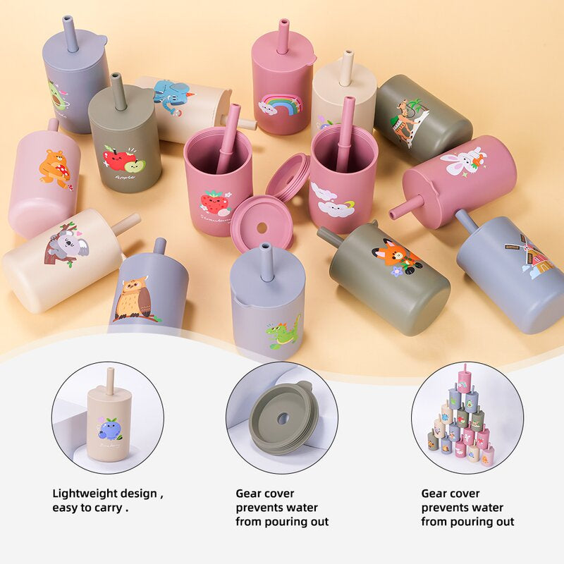Cană din silicon Bocioland cu pai, Unicorn, 150 ml, imaginea 3