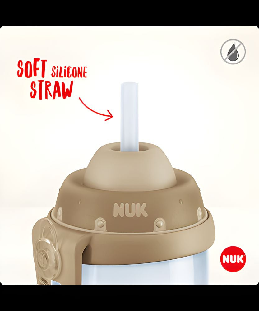 Cană cu Pai NUK Flexi 300ml Silicon Moale Verde-Galben 12+ Luni