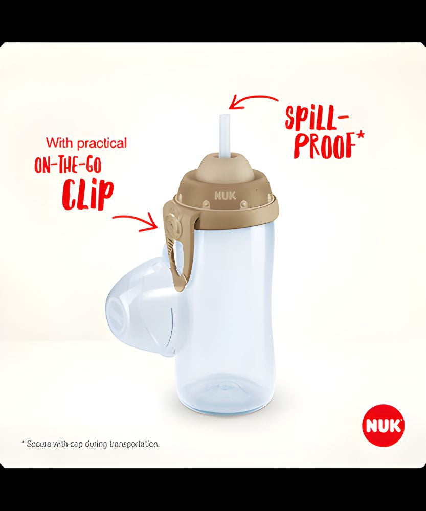 Cană cu Pai NUK Flexi 300ml Silicon Moale Verde-Galben 12+ Luni