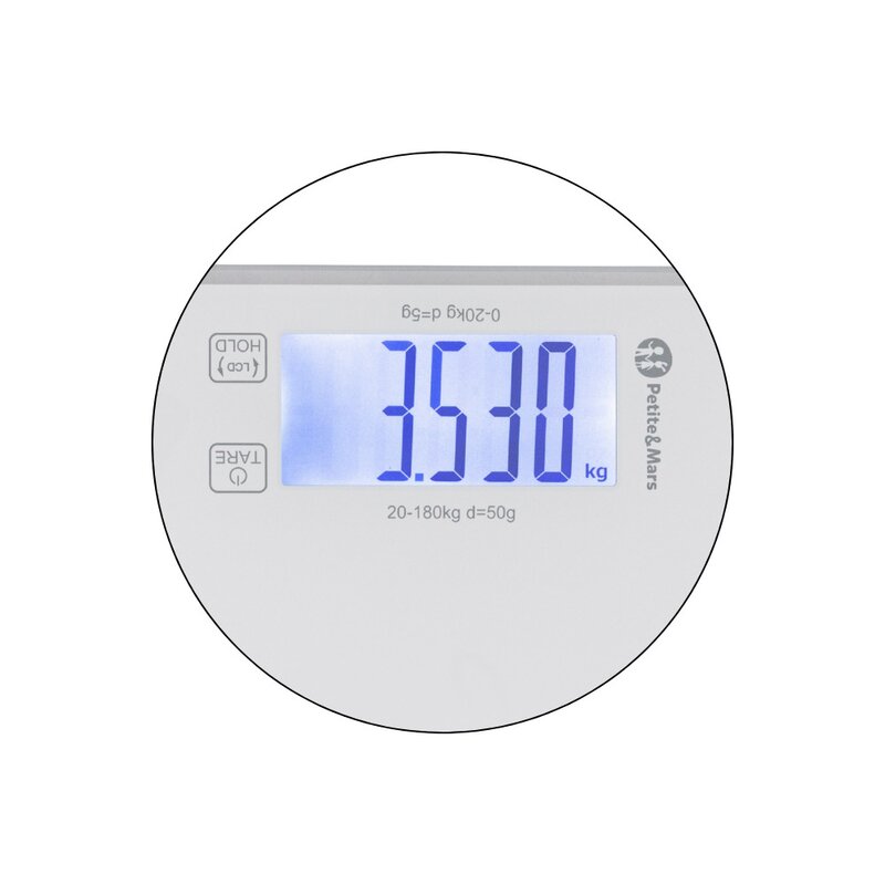 Cantar Electronic 2 in 1 Petite&Mars Multifunctional Bebelusi si Adulti 180 kg Alb