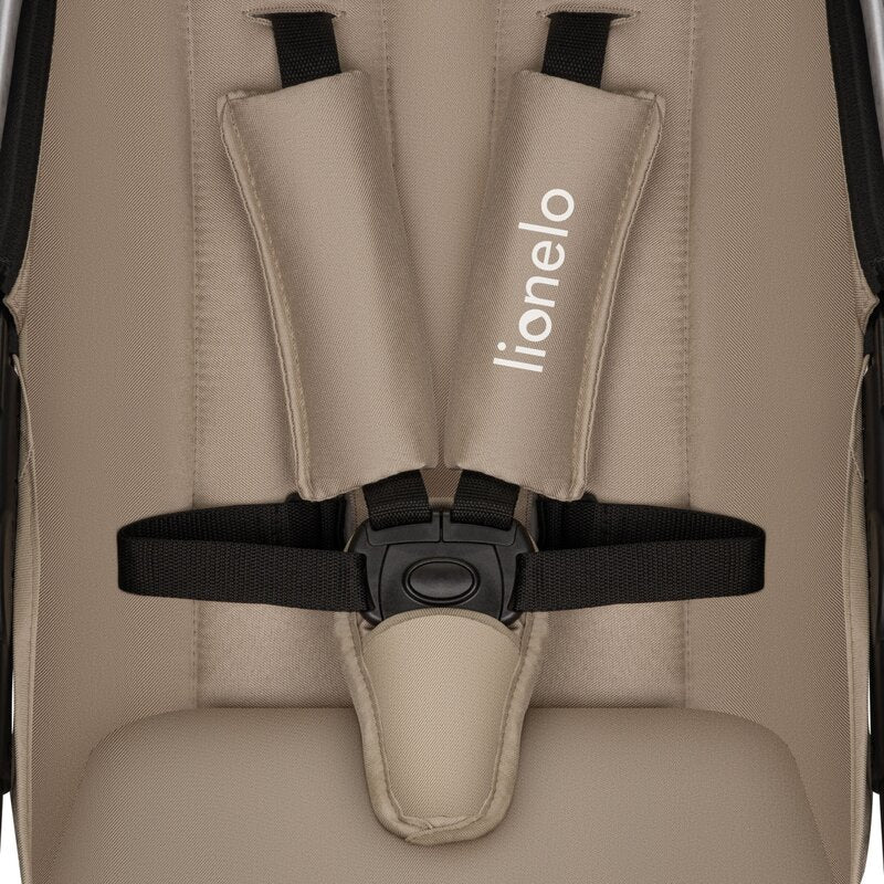 Carucior 2 in 1, Lionelo, Amber, Cadru aluminiu, Cu landou intarit si salteluta moale, Reversibil, Maner ajustabil, Huse pentru picioare, ploaie, Plasa de tantari, Geanta parinti, Pana la 22 kg, EN1888-1, EN1888-2, EN1466, Bej