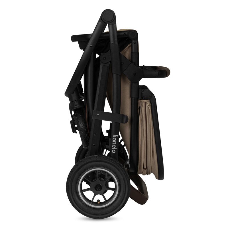 Carucior 2 in 1, Lionelo, Amber, Cadru aluminiu, Cu landou intarit si salteluta moale, Reversibil, Maner ajustabil, Huse pentru picioare, ploaie, Plasa de tantari, Geanta parinti, Pana la 22 kg, EN1888-1, EN1888-2, EN1466, Bej