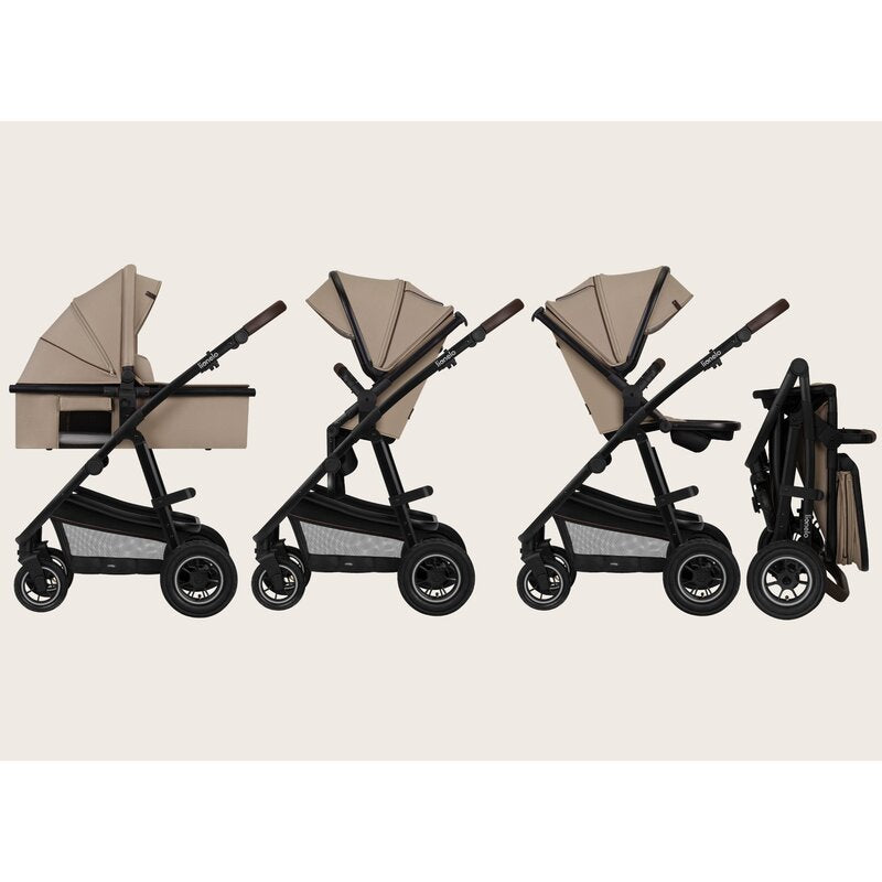 Carucior 2 in 1, Lionelo, Amber, Cadru aluminiu, Cu landou intarit si salteluta moale, Reversibil, Maner ajustabil, Huse pentru picioare, ploaie, Plasa de tantari, Geanta parinti, Pana la 22 kg, EN1888-1, EN1888-2, EN1466, Bej