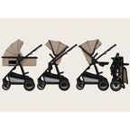 Carucior 2 in 1, Lionelo, Amber, Cadru aluminiu, Cu landou intarit si salteluta moale, Reversibil, Maner ajustabil, Huse pentru picioare, ploaie, Plasa de tantari, Geanta parinti, Pana la 22 kg, EN1888-1, EN1888-2, EN1466, Bej