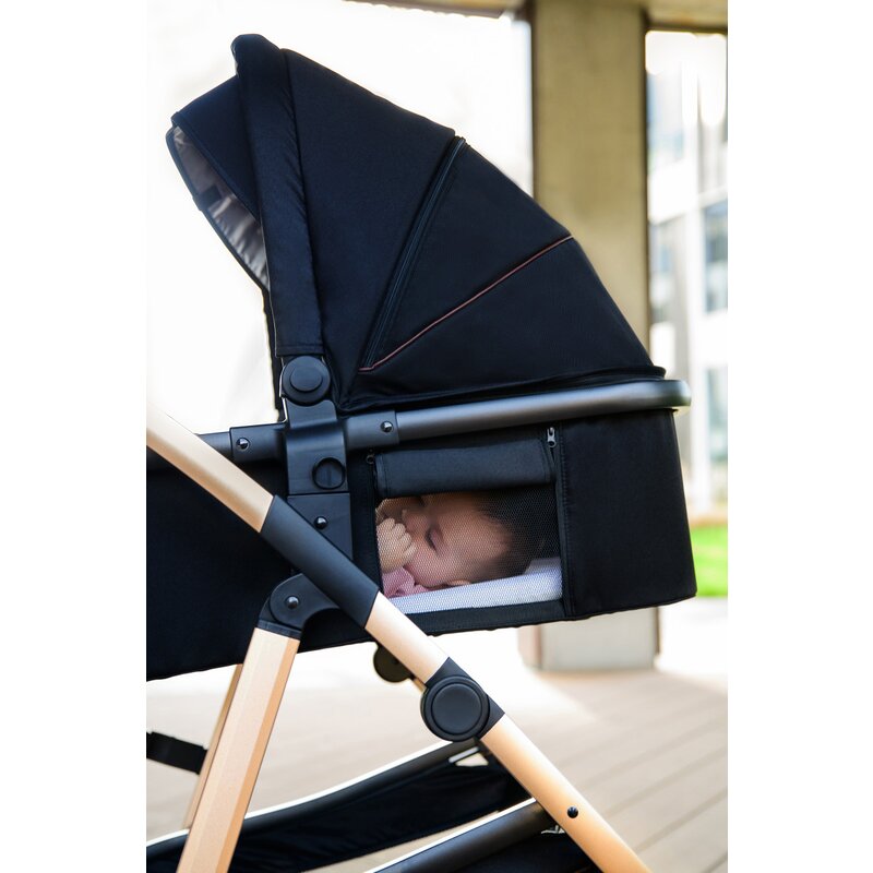 Carucior 2 in 1, Lionelo, Amber, Cadru aluminiu, Cu landou intarit si salteluta moale, Reversibil, Maner ajustabil, Huse pentru picioare, ploaie, Plasa de tantari, Geanta parinti, Pana la 22 kg, EN1888-1, EN1888-2, EN1466, Bej