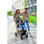 Carucior 2 in 1, Lionelo, Amber, Cadru aluminiu, Cu landou intarit si salteluta moale, Reversibil, Maner ajustabil, Huse pentru picioare, ploaie, Plasa de tantari, Geanta parinti, Pana la 22 kg, EN1888-1, EN1888-2, EN1466, Bej