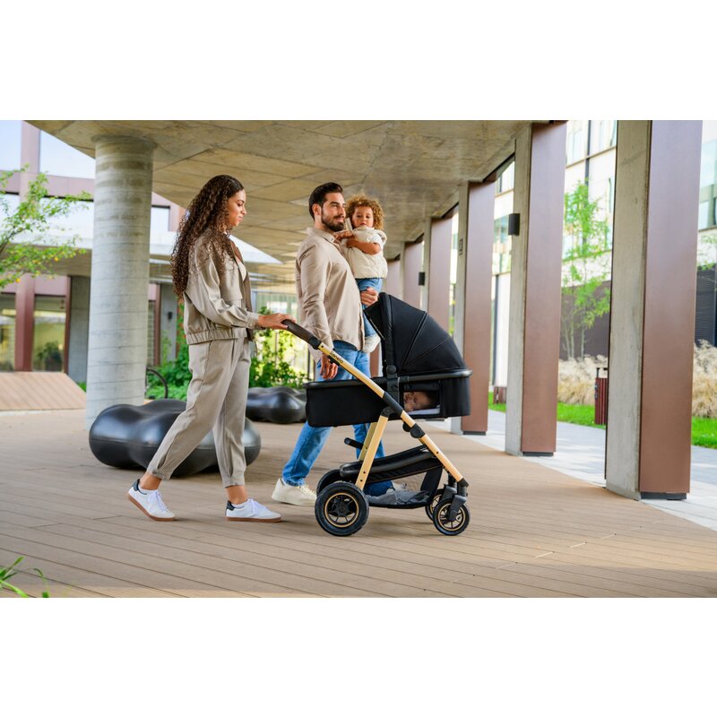 Carucior 2 in 1, Lionelo, Amber, Cadru aluminiu, Cu landou intarit si salteluta moale, Reversibil, Maner ajustabil, Huse pentru picioare, ploaie, Plasa de tantari, Geanta parinti, Pana la 22 kg, EN1888-1, EN1888-2, EN1466, Bej