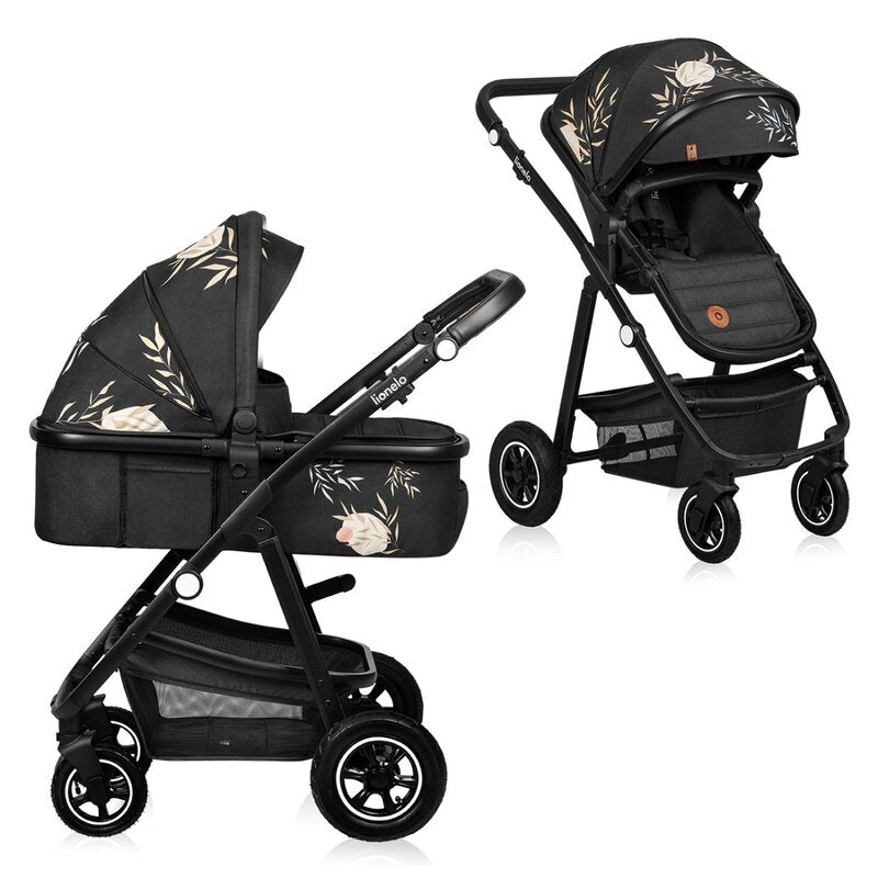 Carucior 2 in 1, Lionelo, Amber, Editie limitata Lovin\', Cadru aluminiu, Cu landou intarit si salteluta moale, Reversibil, Maner ajustabil, Huse pentru picioare, ploaie, Plasa de tantari, Geanta parinti, Pana la 22 kg, EN1888-1, EN1888-2, EN1466, Negru