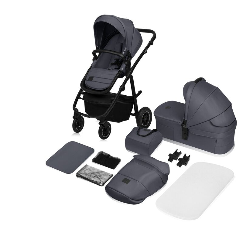 Carucior 2 in 1, Lionelo, Amber Plus, Cadru aluminiu, Cu landou intarit si salteluta moale, Reversibil, Maner ajustabil, Cu accesorii, Cu ventilatie panoramica 3D, Pana la 22 kg, EN1888-1, EN1888-2, E