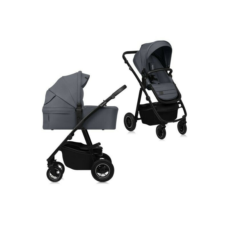 Carucior 2 in 1, Lionelo, Amber Plus, Cadru aluminiu, Cu landou intarit si salteluta moale, Reversibil, Maner ajustabil, Cu accesorii, Cu ventilatie panoramica 3D, Pana la 22 kg, EN1888-1, EN1888-2, E