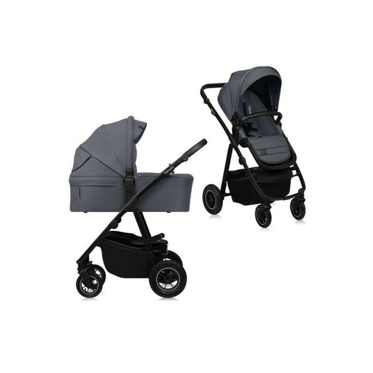 Carucior 2 in 1, Lionelo, Amber Plus, Cadru aluminiu, Cu landou intarit si salteluta moale, Reversibil, Maner ajustabil, Cu accesorii, Cu ventilatie panoramica 3D, Pana la 22 kg, EN1888-1, EN1888-2, E