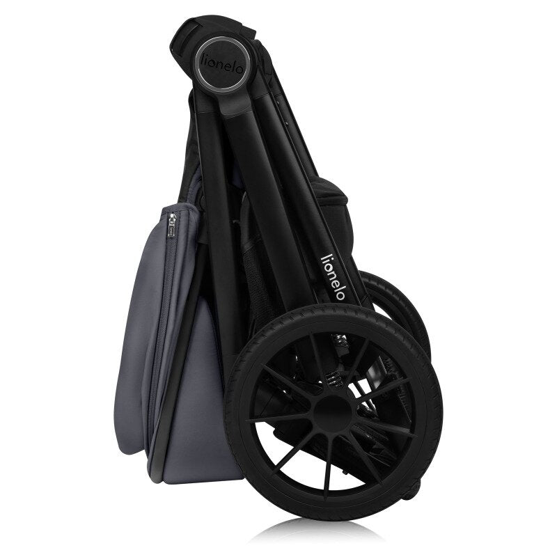 Carucior 2 in 1, Lionelo, Layla, Pana la 22 kg, Cadru aluminiu, Cu landou intarit si salteluta din spuma AirDots, Reversibil, Cu ventilatie 3D, Cu accesorii, EN1888-1, EN1888-2, EN1466, Gri