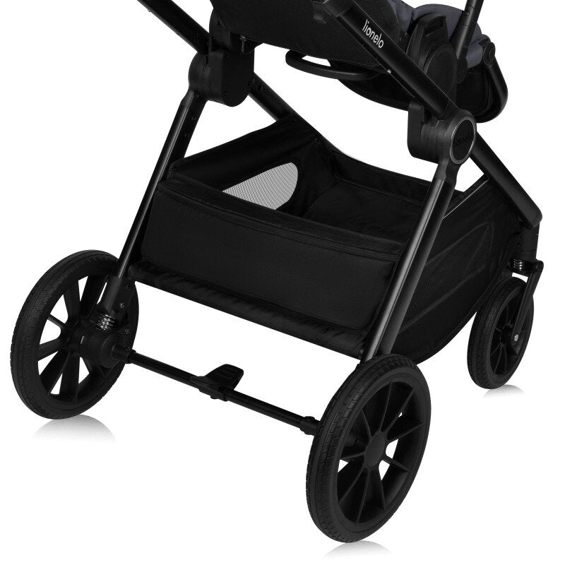 Carucior 2 in 1, Lionelo, Layla, Pana la 22 kg, Cadru aluminiu, Cu landou intarit si salteluta din spuma AirDots, Reversibil, Cu ventilatie 3D, Cu accesorii, EN1888-1, EN1888-2, EN1466, Gri