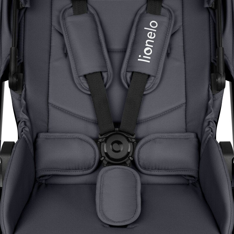 Carucior 2 in 1, Lionelo, Layla, Pana la 22 kg, Cadru aluminiu, Cu landou intarit si salteluta din spuma AirDots, Reversibil, Cu ventilatie 3D, Cu accesorii, EN1888-1, EN1888-2, EN1466, Gri
