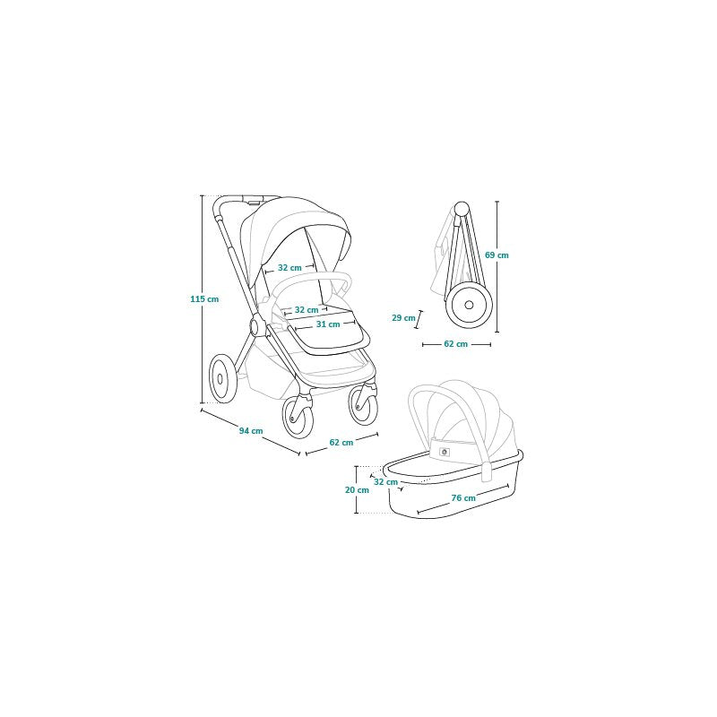 Carucior 2 in 1, Lionelo, Layla, Pana la 22 kg, Cadru aluminiu, Cu landou intarit si salteluta din spuma AirDots, Reversibil, Cu ventilatie 3D, Cu accesorii, EN1888-1, EN1888-2, EN1466, Gri